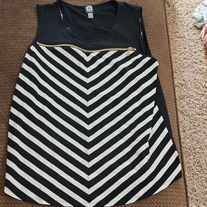 Anne Klein Black and White Asymmetrical Tank Top